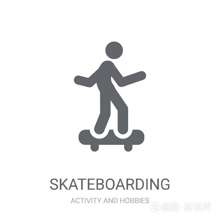 滑板图标。时尚滑板标志的概念, 从白色背景从活动和爱好集合。适用于 web 应用移动应用和打印媒体