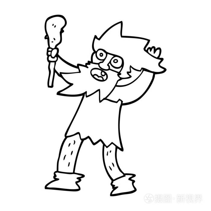 线条画卡通洞穴人