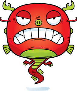 愤怒地看着中国龙的卡通插图照片