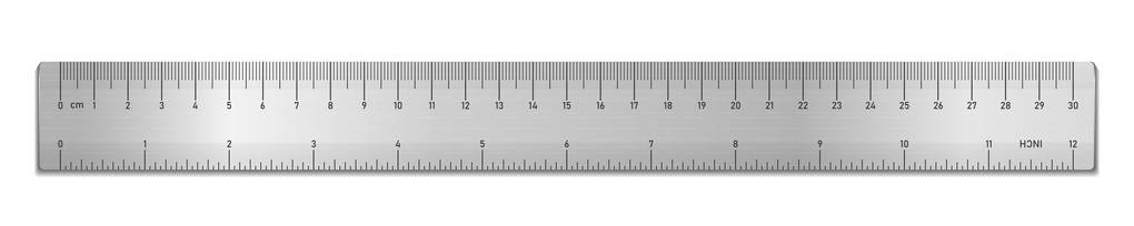 现实的金属磁带尺查出在白色。双面测量 厘米和英寸。向量例证