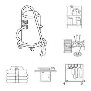 洗衣和清洁标志的矢量插图。收藏衣物和衣物矢量图标股票