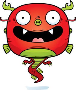 快乐人庆祝明信片平面卡通形象的概念龙脸在卡通风格,孤立的白色背景