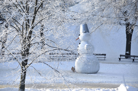 在公园的雪人