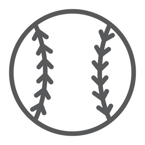 棒球球线图标, 游戏和运动, 球符号, 矢量图形, 一个白色背景的线性模式, eps 10