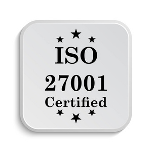 Iso 27001 图标。白色背景上的互联网按钮