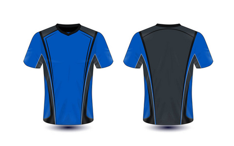 蓝色和黑色布局电子体育 t恤衫设计模板