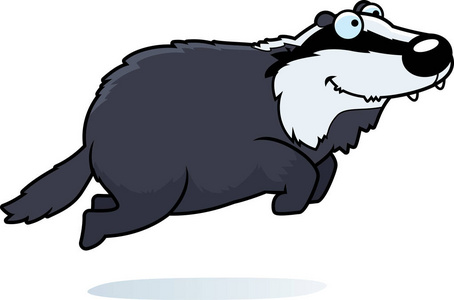 一只獾跳跃的卡通插图