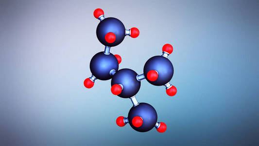 3d 例证分子。旗帜的医学背景。分子结构在原子水平上。原子 bacgkround