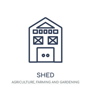 shed 图标。从农业, 农业和园艺收藏的线性符号设计。简单的大纲元素向量例证在白色背景