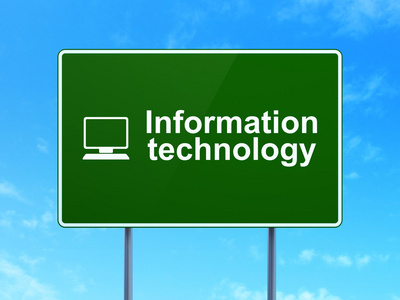 数据的概念 信息技术和计算机 pc 上道路标志背景下
