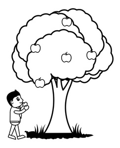 摘苹果的图含义图片-摘苹果的图含义素材-摘苹果的图含义插画-摄图新