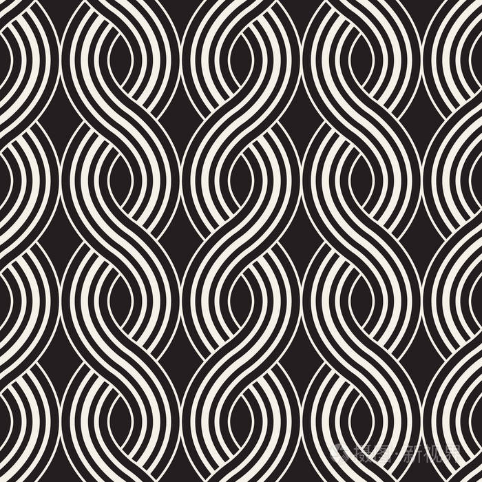 现代时尚的抽象质感.从条纹元素中重复圆形波浪形几何图块