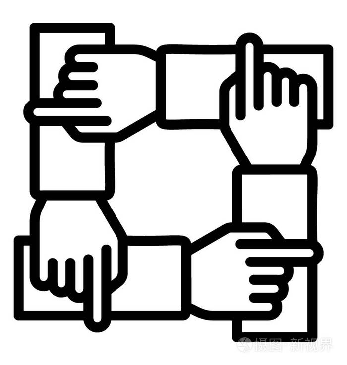 以团队精神连接在一起的一群工人插画-正版商用图片0a1ecy-摄图新视界