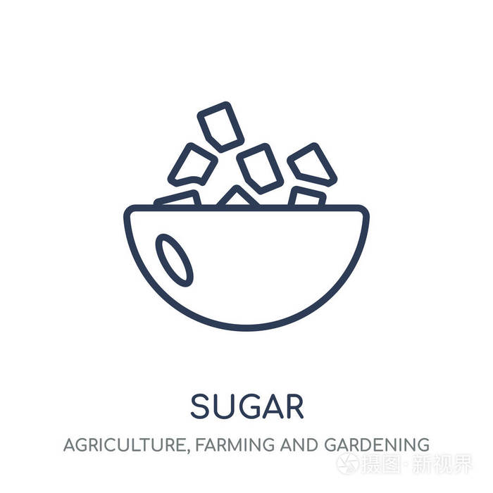 糖图标糖线性符号设计从农业农业和园艺收藏简单的大纲元素向量例证在