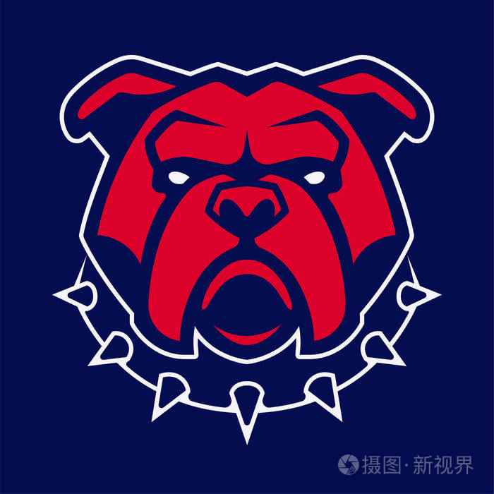 牛头犬在尖领向量吉祥物 红色斗牛犬的正面对称图像看起来危险 矢量图标插画 正版商用图片0a1i3v 摄图新视界 牛头犬在尖领向量吉祥物 红色斗牛犬的正面对称图像看起来危险 矢量图标插画 正版商用图片0a1i3v 摄图新视界