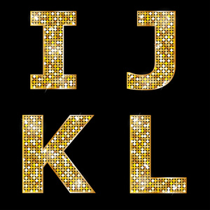 闪闪发光的金色金属字母 j k l
