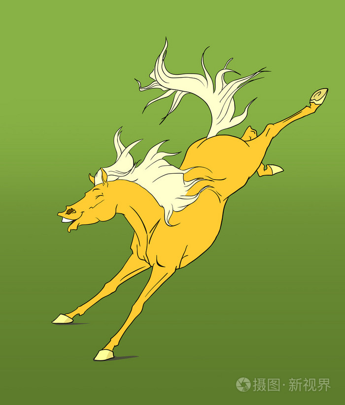 绿色背景的卡通马