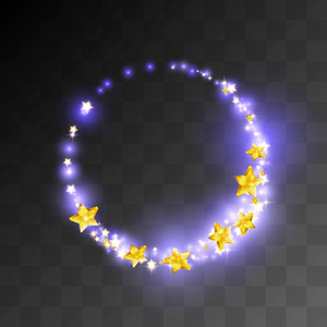 矢量 eps 10 闪烁星的魔法光隔离圆形框架设计