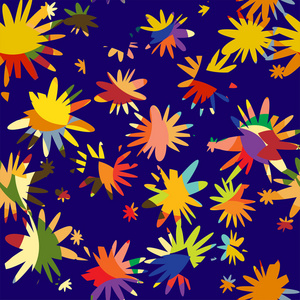 无缝背景图案从抽象到花的花瓣。明亮的蓝色背景