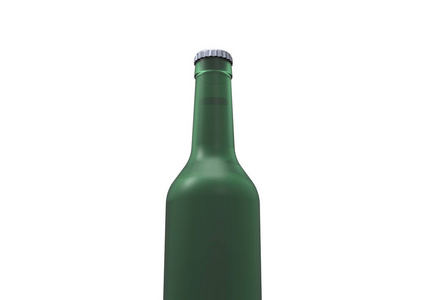孤立在白色背景上的绿色啤酒瓶