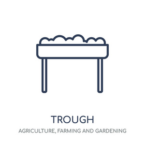 槽图标。从农业, 农业和园艺收藏的槽线性符号设计。简单的大纲元素向量例证在白色背景