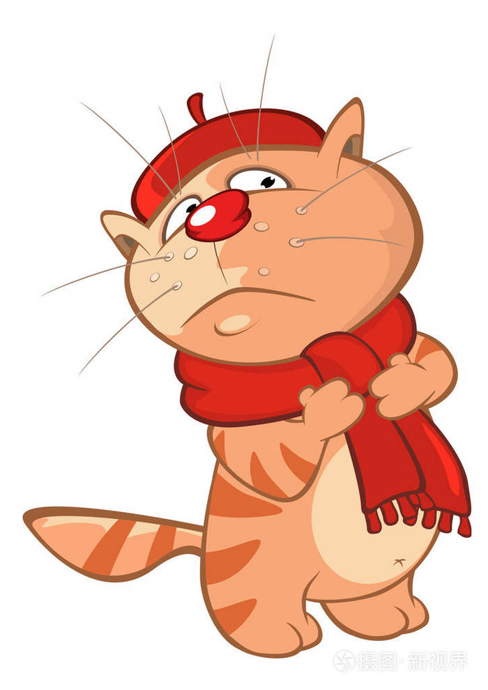 可爱的猫咪的插图卡通人物