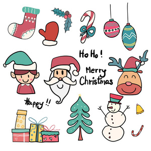 收集可爱的涂鸦圣诞图标