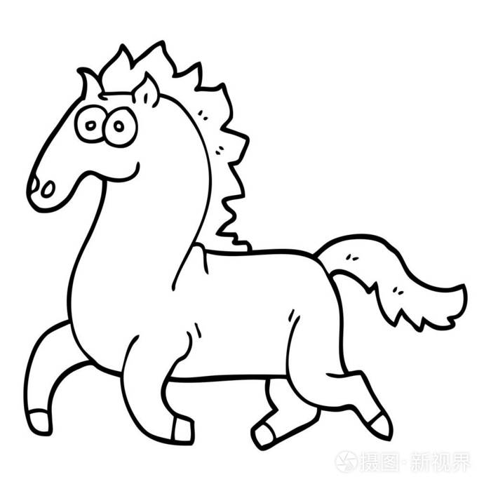 线画卡通跑马