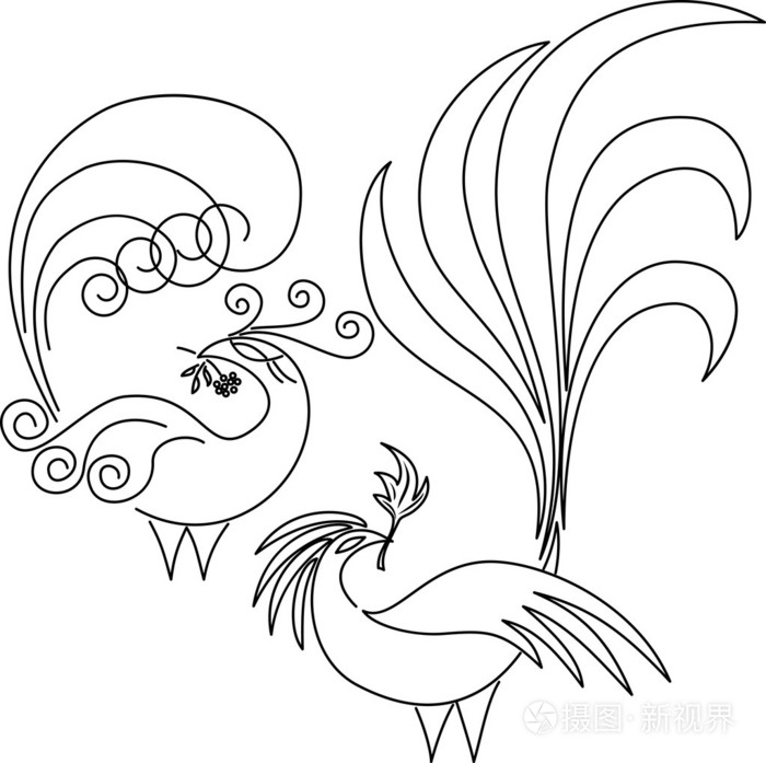 两个天堂鸟插画-正版商用图片0a1xii-摄图新视界