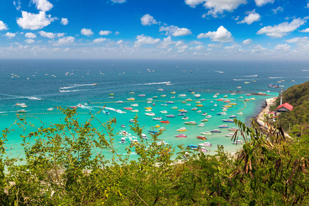 在夏日, 泰国的澜岛全景鸟瞰图