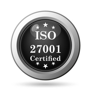 Iso 27001 图标。白色背景上的互联网按钮