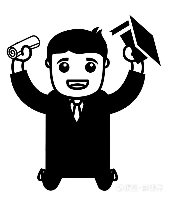 快乐的研究生人卡通办公室矢量图