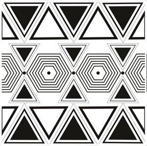 抽象的几何无缝模式。黑白相间的花纹