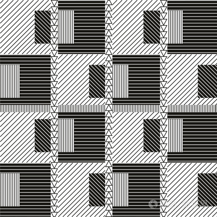 抽象的几何无缝模式.黑白相间的花纹