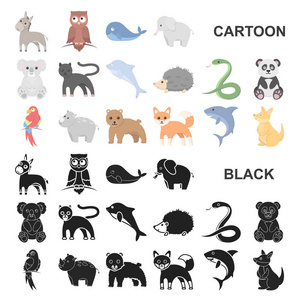 一个不切实际的动物卡通图标集收集设计。玩具动物矢量符号股票网页插图