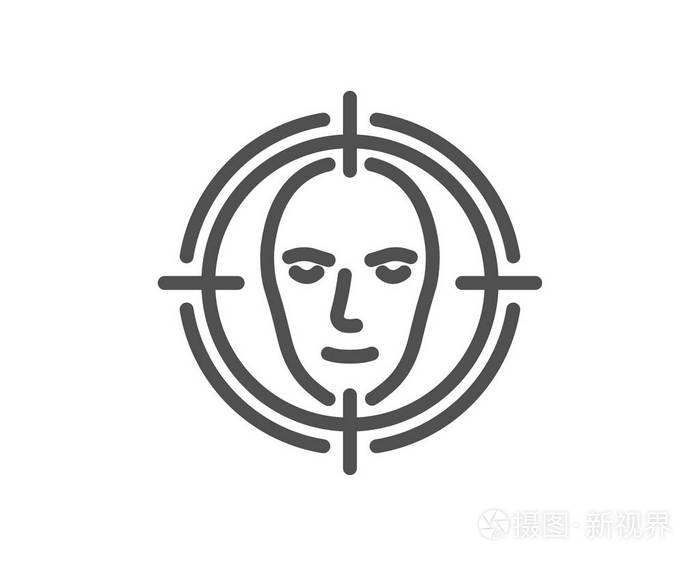 头部识别标志.标识符号.质量设计元素.经典风格.可编辑笔画.向量