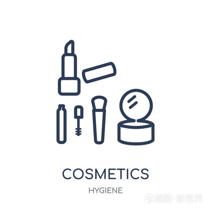 化妆品图标.化妆品线性符号设计从卫生收藏.