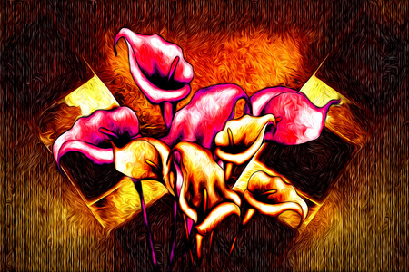 抽象花卉油画图片