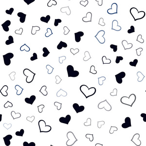 深蓝色矢量无缝布局与甜心。在情人节的爱情概念插图。广告, 海报, 情人节横幅设计