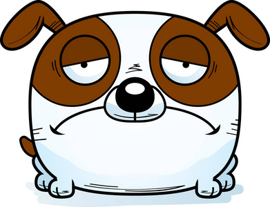 一只狗看起来不高兴的卡通插图