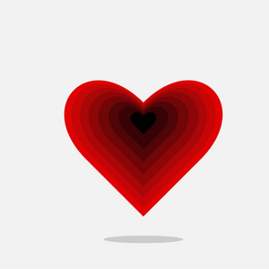 红色的心逐渐变成黑色。爱的图标。为爱和情人节设计。矢量 Eps 10