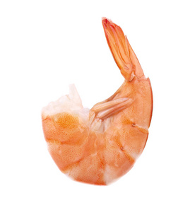 白色背景的红熟大虾或虎虾