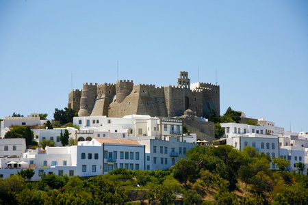 岛历史在拔摩岛希腊历史冬青修道院照片