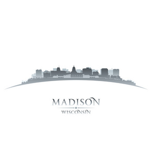麦迪逊威斯康星州城市剪影白色背景