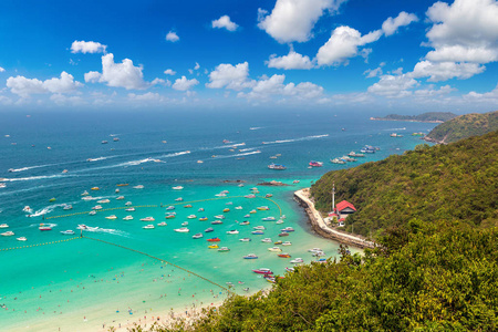在夏日, 泰国的澜岛全景鸟瞰图