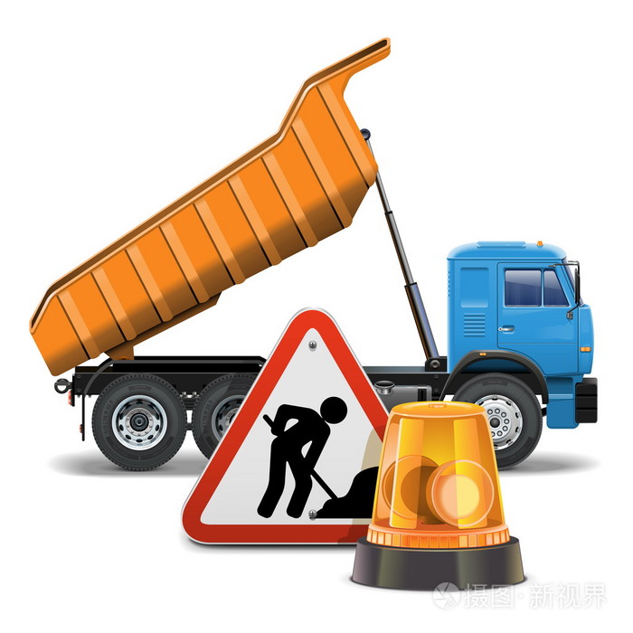 矢量自卸车标志与指路明灯