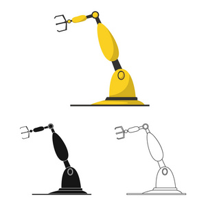 机器人和工厂标志的矢量说明。一套机器人和空间矢量图标的股票
