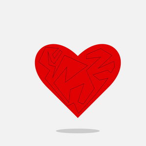 黑色图案放在红色骄阳上。爱设计。爱和情人节的图标。矢量 Eps 10