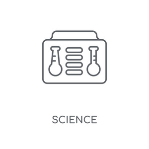 科学线性图标。科学概念笔画符号设计。薄的图形元素向量例证, 在白色背景上的轮廓样式, eps 10