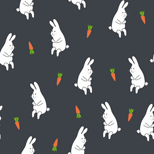 无缝花纹与兔子和胡萝卜图片